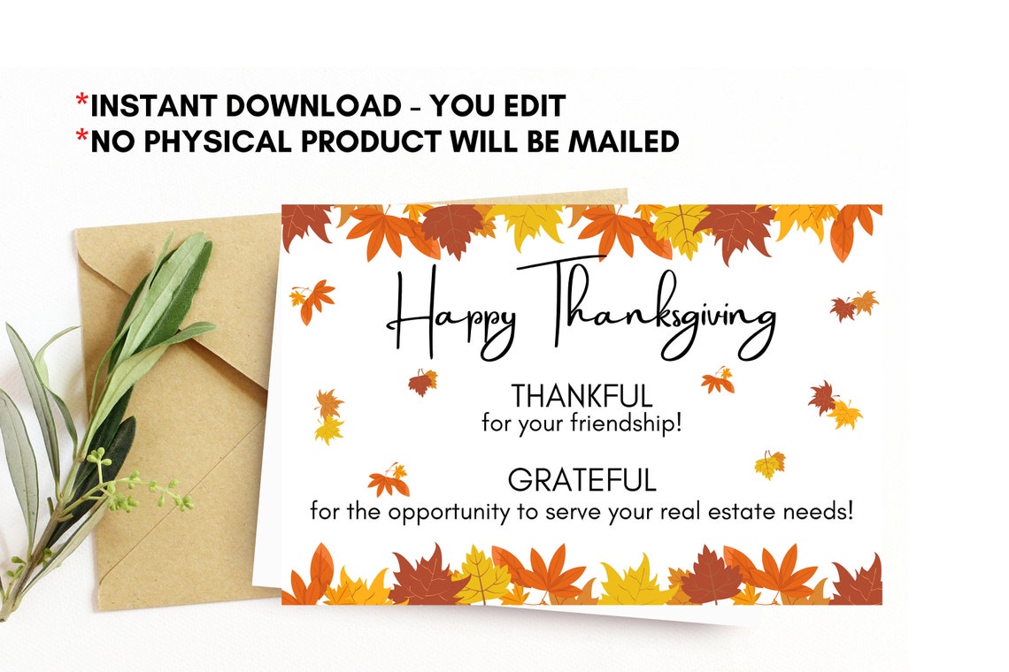 Real Estate Thanksgiving Postcard Neighborhood Marketing Etsy