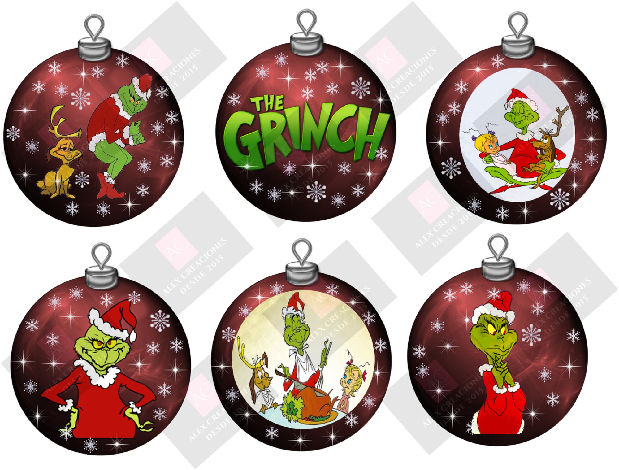 Christmas Spheres Grinch Caricature. Christmas. 12 Designs. - Etsy UK