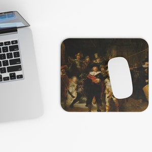 Rembrandt&#39;s Night Watch Mouse Pad: Art Lover Gift, Home Office Decor