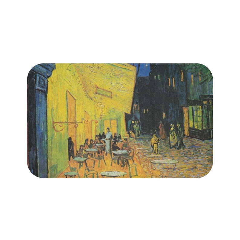 Vincent van Gogh Caf\u00e9 Terrace at Night Bath Mat in 2 sizes