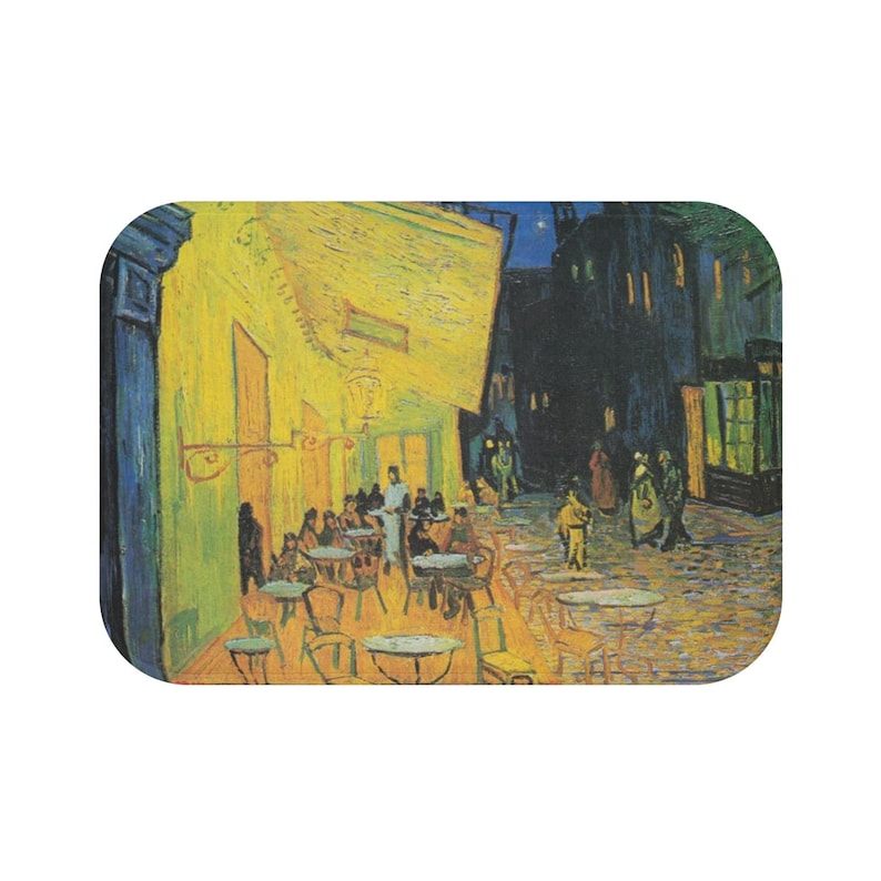 Vincent van Gogh Caf\u00e9 Terrace at Night Bath Mat in 2 sizes