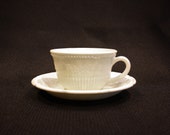 Anchor Hocking (Fire King), Alice, cup and saucer, coffee cup, tea cup, floral rim, ring handle