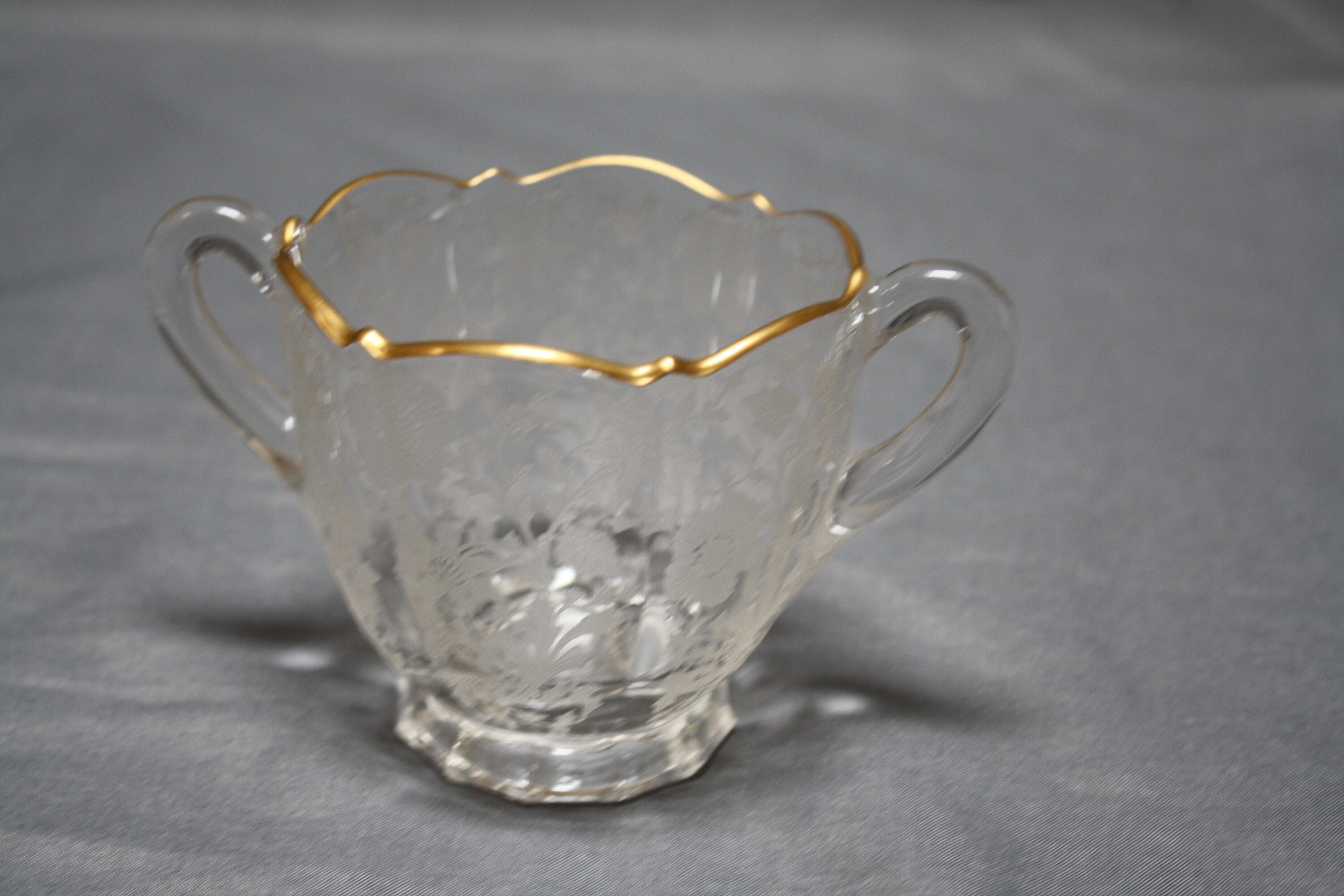 Cambridge Glass Wildflower Pattern Etched Flowers With Gold Etsy