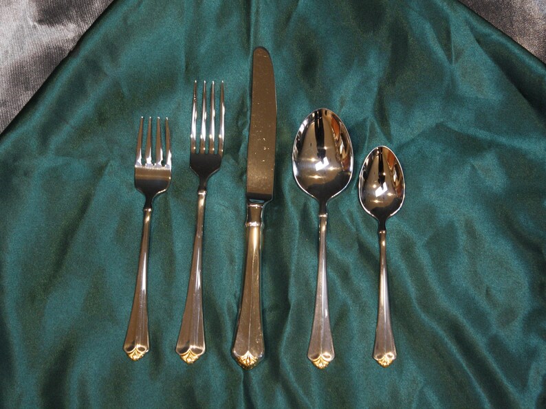 Golden Juilliard Flatware by Oneida Silver Glossy Stainless Etsy