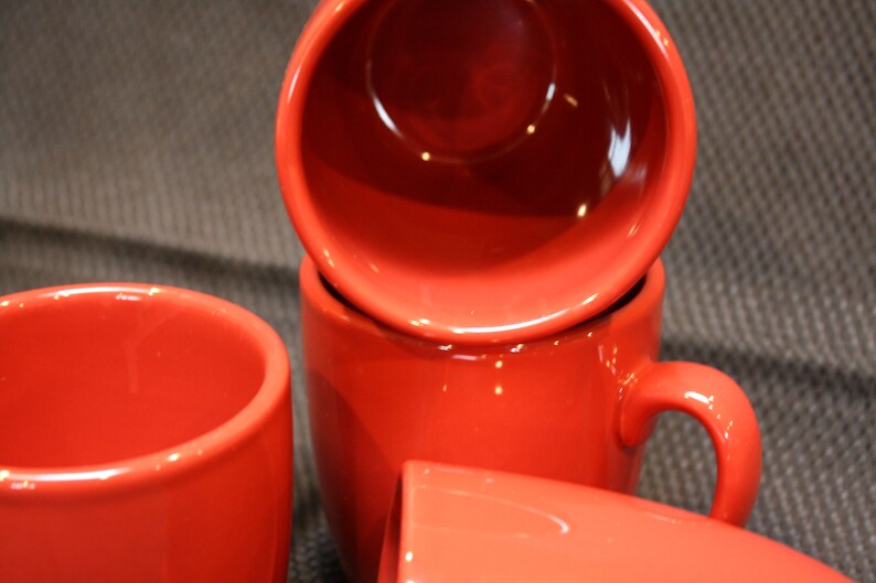 Corelle Coordinates Stoneware Mugs Red Stoneware Coffee Etsy