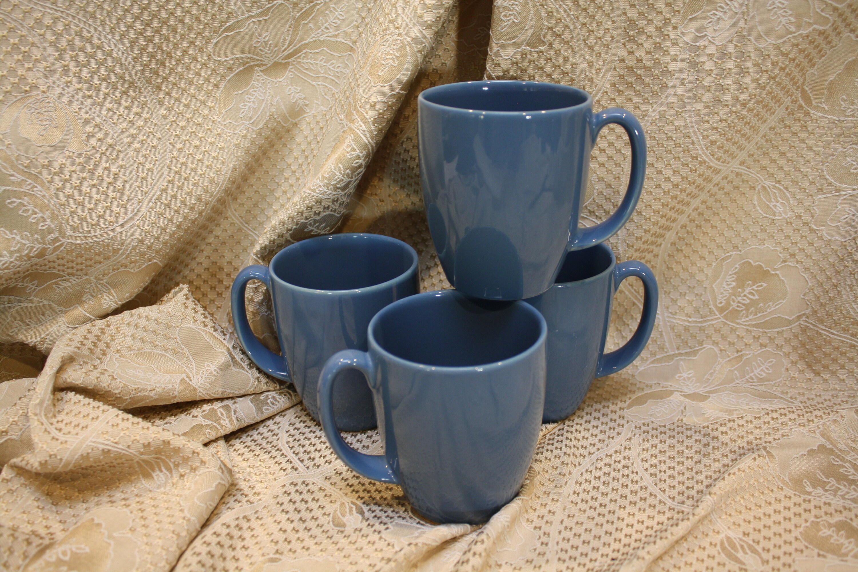Corelle Coordinates Stoneware Mugs, Blue, Cornflower Blue, Stoneware