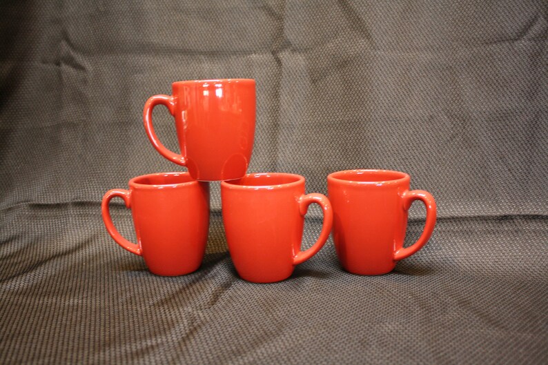Corelle Coordinates Stoneware Mugs Red Stoneware Coffee Etsy