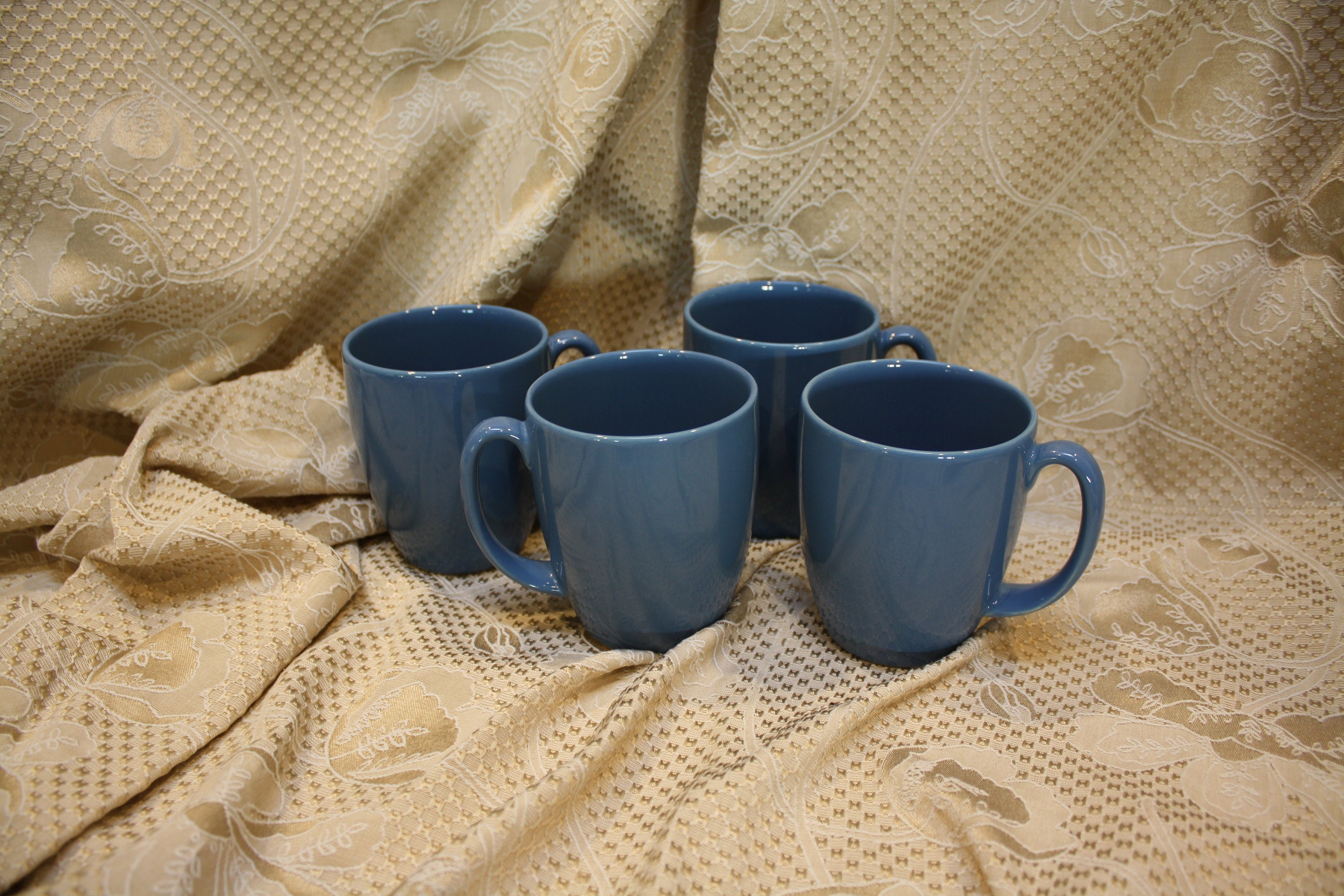 Corelle Coordinates Stoneware Mugs, Blue, Cornflower Blue, Stoneware