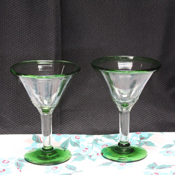 Mexican Hand Blown Martini Glass Etsy