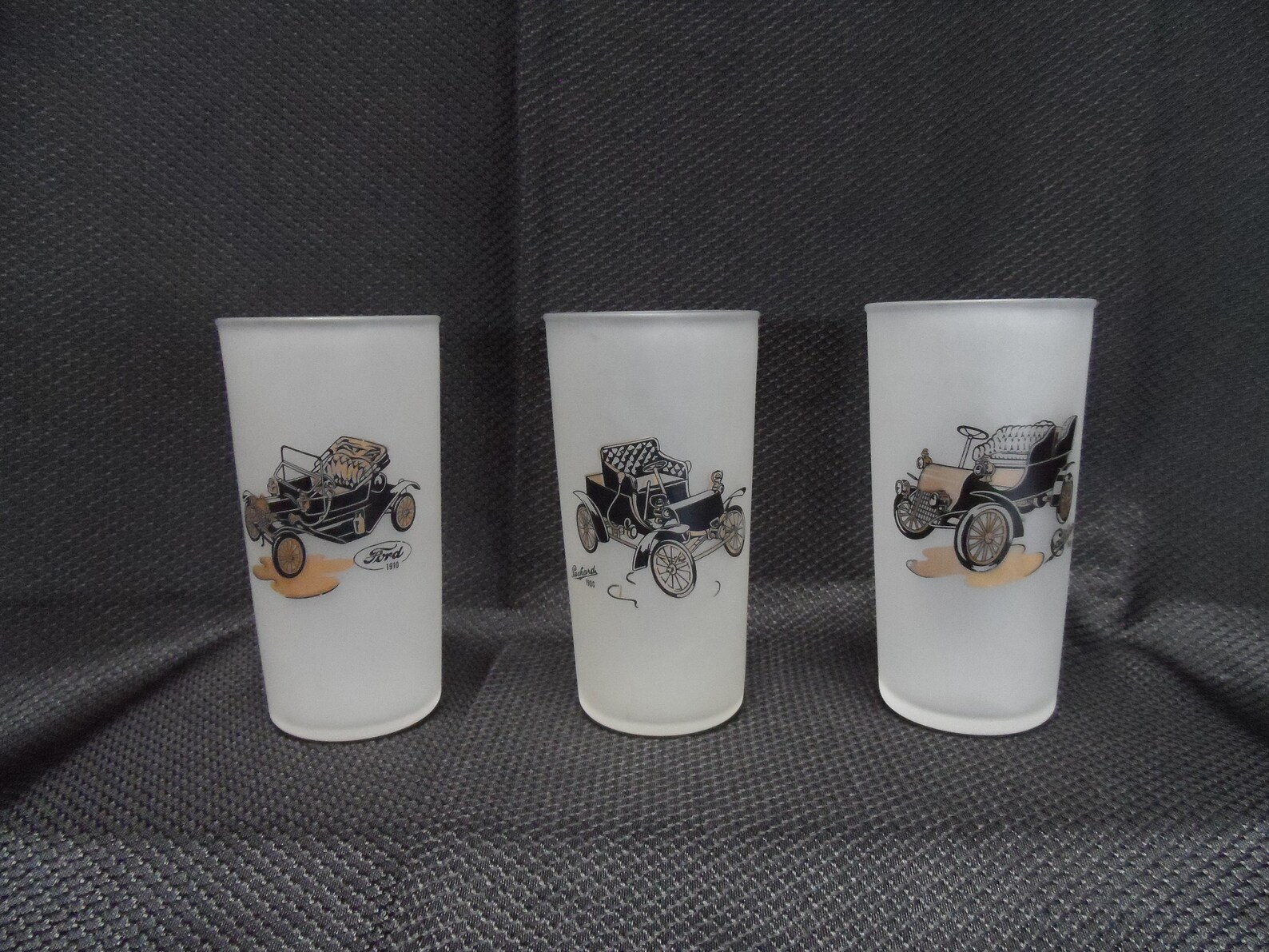 Hazel Atlas Frosted Vintage Car Glasses Drinking Glass Mixed Etsy
