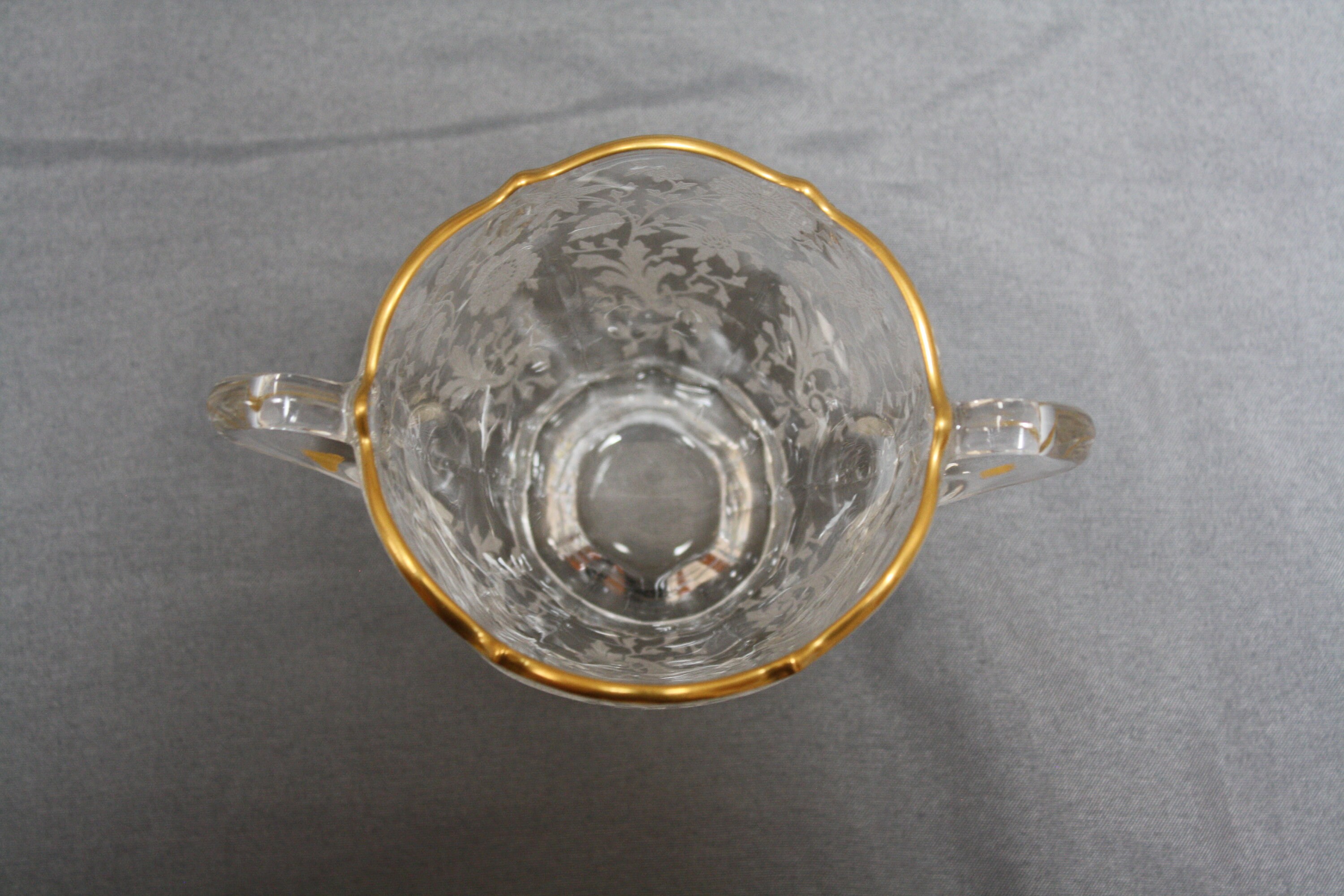 Cambridge Glass Wildflower Pattern Etched Flowers With Gold Etsy