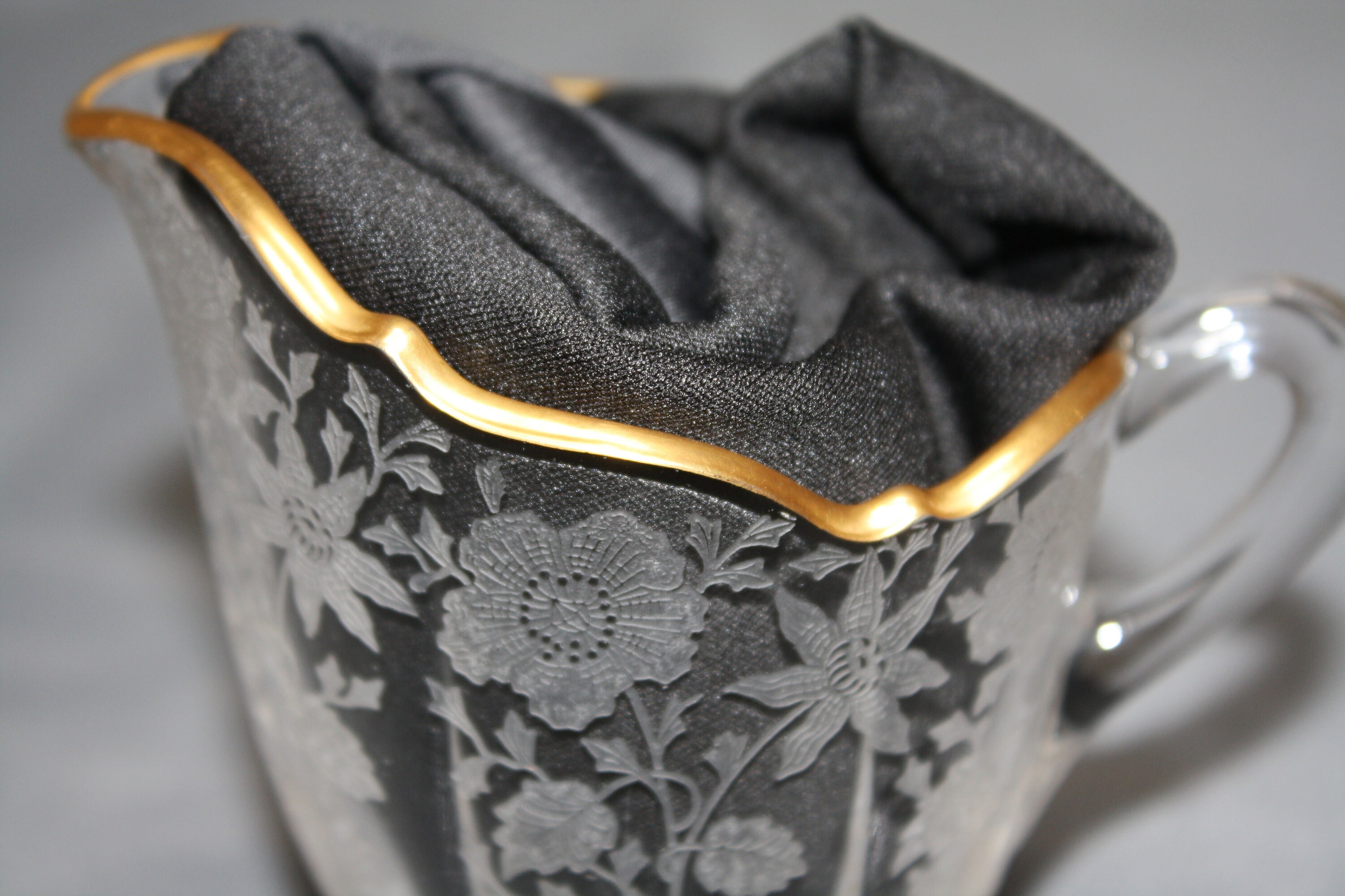 Cambridge Glass Wildflower Pattern Etched Flowers With Gold Etsy