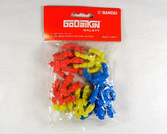 Bandai 1985 GODAIKIN GALATT 1.5" Robot Rubber Figure Erasers 3 Packs 