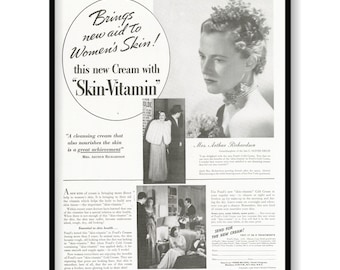 1938 Pond's Cold Cream Ad - "Skin-Vitamin" Testimonial - Vintage Advertisement