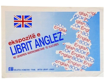 Affiche de l'exposition de livres en anglais - 14 x 20 - Albanie et British Library, ca. Années 90