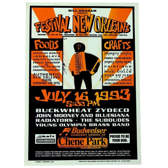 1993 Festival New Orleans Poster Mark Arminski Bill Graham Chene
