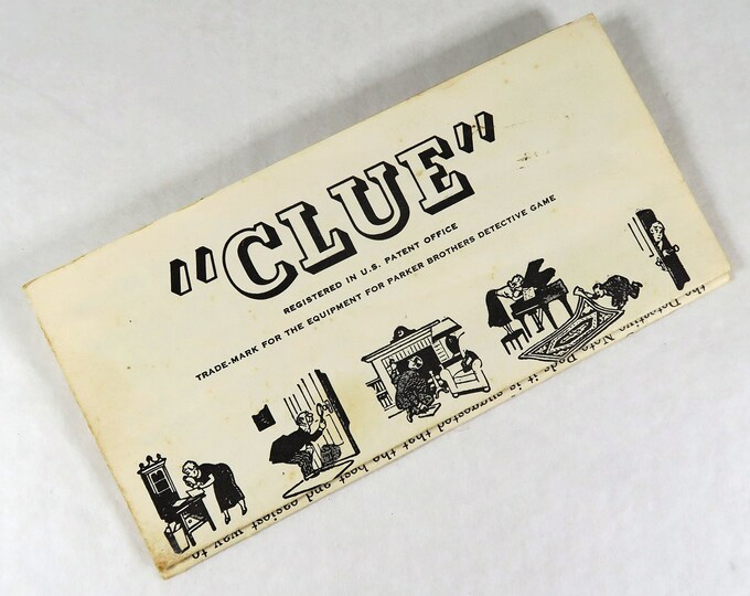 Clue Game Instructions Vintage 1949 Parker Brothers Rules of Play