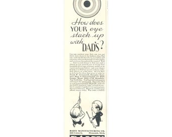 1934 Daisy Air Rifles “Outshoot Your Dad” Vintage 1/3‑Page Magazine Ad