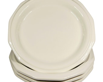 Zestaw 4 talerzy deserowych Vintage Pfaltzgraff Heritage White w stylu farmhouse z lat 80.