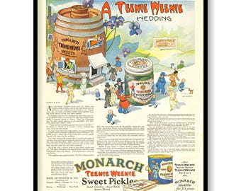 1926 Monarch Teenie Weenie Pickles - Arte de William Donahey - Anuncio antiguo