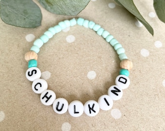 Schoolchild Bracelet Beads Mint/Wood