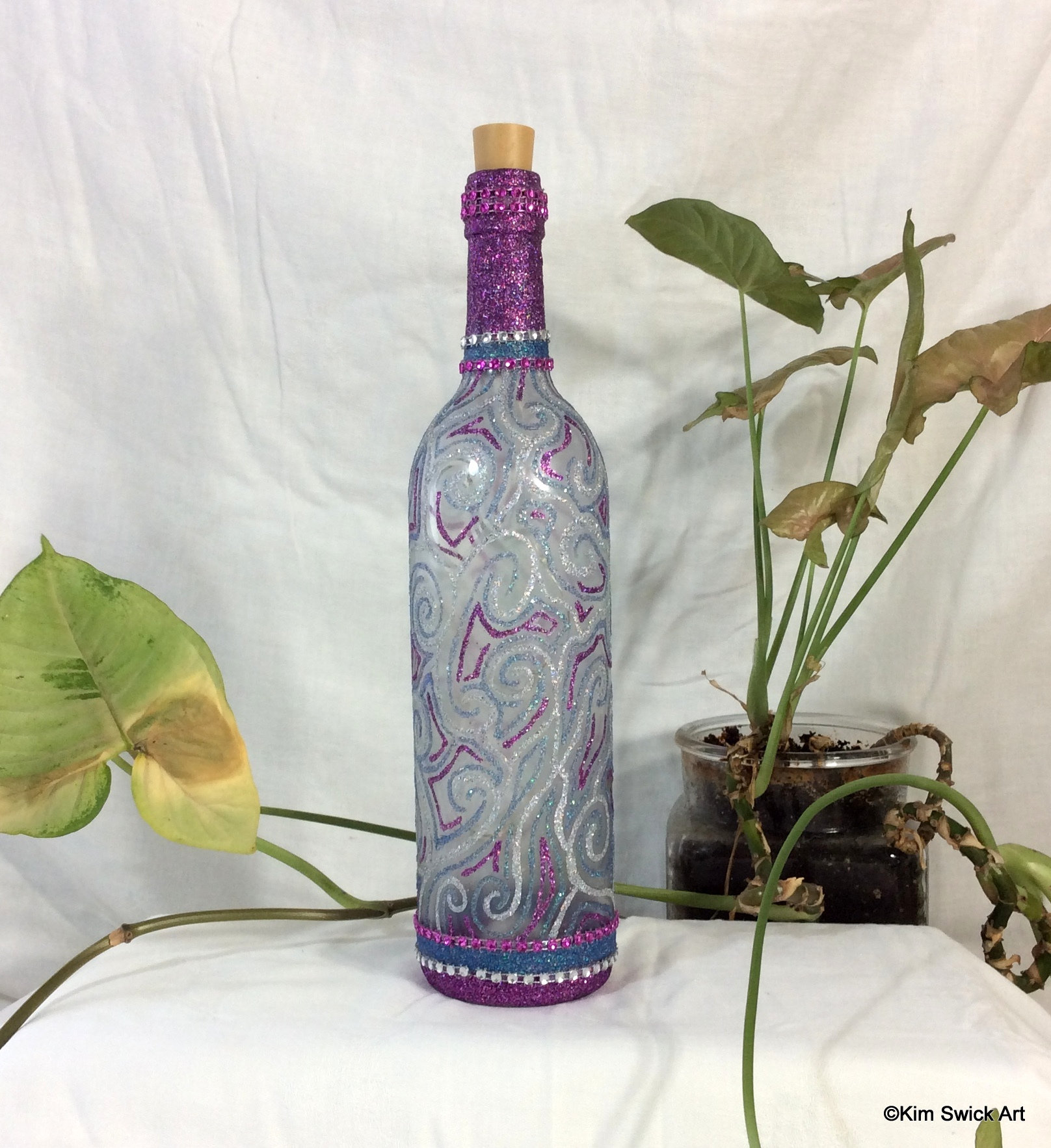 Purple wine bottle decorative bottle glass bottle light up Etsy