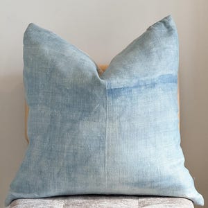 Vintage Hemp Hmong faded blue Pillow