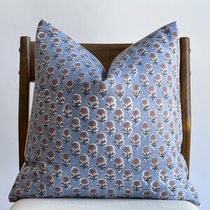 Blue Floral Pillow Cover
