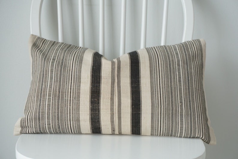 Vintage Hmong hand woven Striped Pillow cover image 1