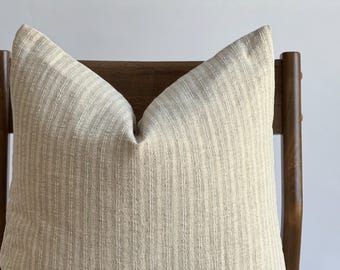 Federa per cuscino a righe grigio-beige neutro