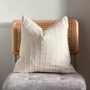 Ivory Cream Striped Pillow cover