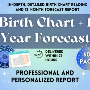 Paquete de informe de carta natal y pronóstico de 1 año / Informe de astrología / Pronóstico de 12 meses / Lectura de carta natal