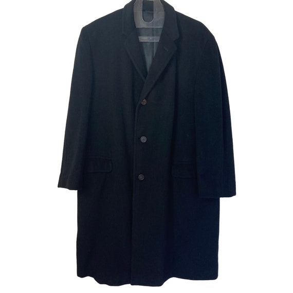 Vintage Black Cashmere Overcoat Mens Large Lined T