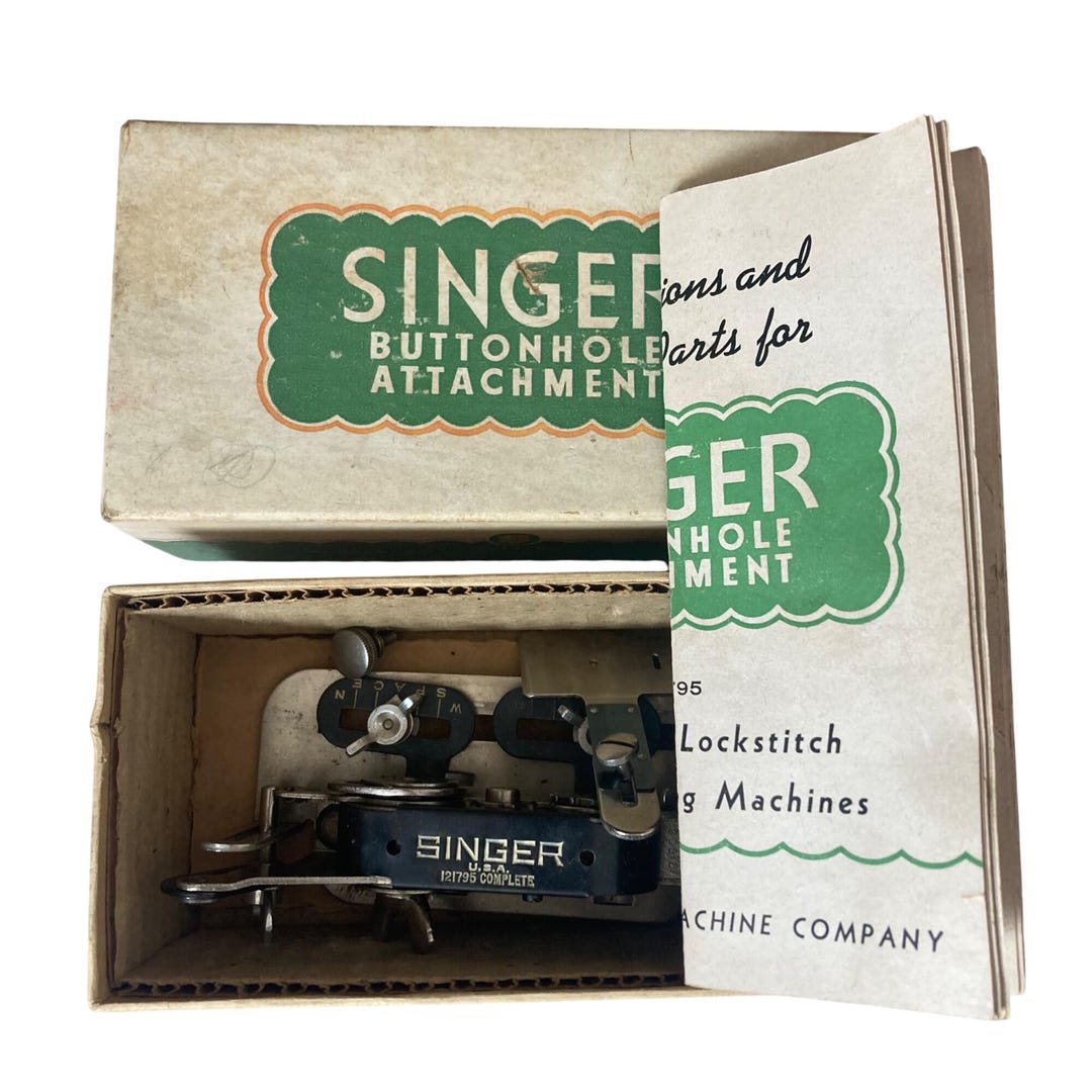 Vintage Singer Buttonhole Attachment 121795 Instructions Box Parts ...