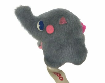 Vintage anni '70 Russ Berrie Jumbo Elephant Peluche Pouf imbottito Animale 5" Made in USA