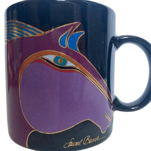 Vintage Laurel Burch Moroccan Horse Coffee Mug  Japan 12 oz Black Gold Accent
