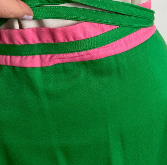Vintage Maxi Wrap Skirt Watermelon Applique Kelly… - image 5