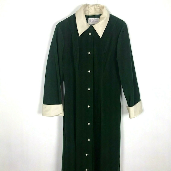 Vintage Vanity Fair Robe Green Velour Satin Collar