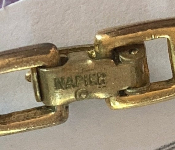 Vintage Napier Beaded Necklace Black Gold Single … - image 6