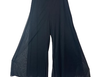 Pantalones negros transparentes de pierna ancha de Dressbarn vintage, talla pequeña XL, para noche, formal y festivo