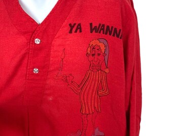 Vintage Pleetway Nighshirt X Rated Mens Medium Dirty Humor Red Sleep Shirt