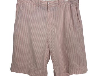 Vintage Ralph Lauren Rugby Seersucker Shorts Mens 32 Mens Pink Stripe Cotton