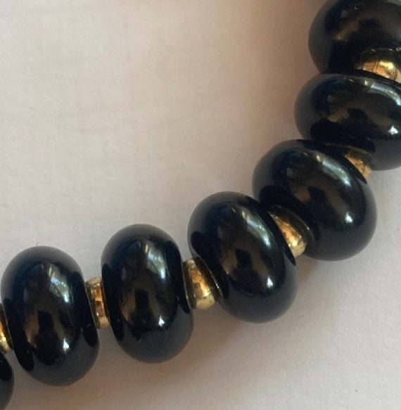 Vintage Napier Beaded Necklace Black Gold Single … - image 7