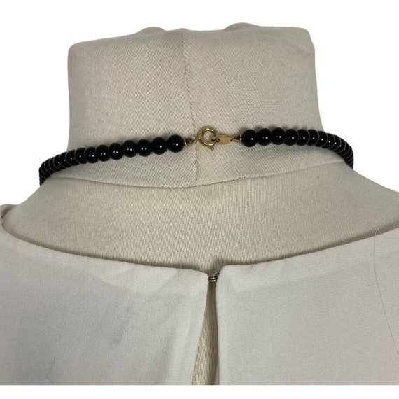 Vintage 80s Trifari Black Gold Beaded Necklace St… - image 4
