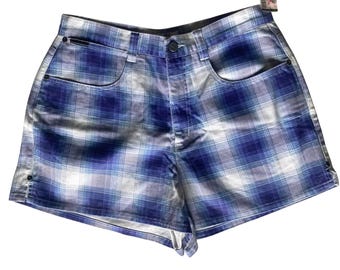 Vintage NY Jeans Blåvita Rutiga Shorts Dam 14 Bomull 89 cm Midja 90-tal Nya