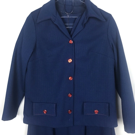 Vintage Walden Classics Suit Dress 14 Navy Red Sl… - image 6