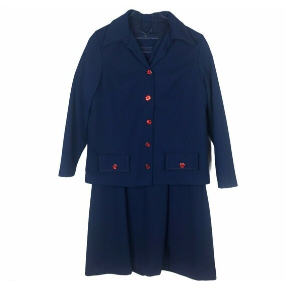 Vintage Walden Classics Suit Dress 14 Navy Red Sl… - image 10