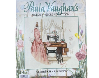 Paula Vaughans Golden Needle Collection Cross Stitch Kit Seamstress Sewing