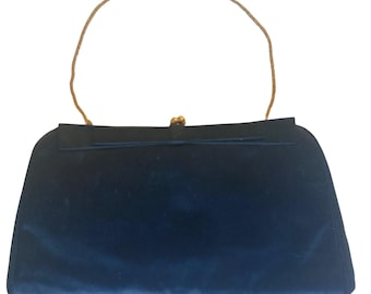 Bolso de noche vintage Morris Moskowitz de satén negro con cadena dorada, fabricado en Bélgica