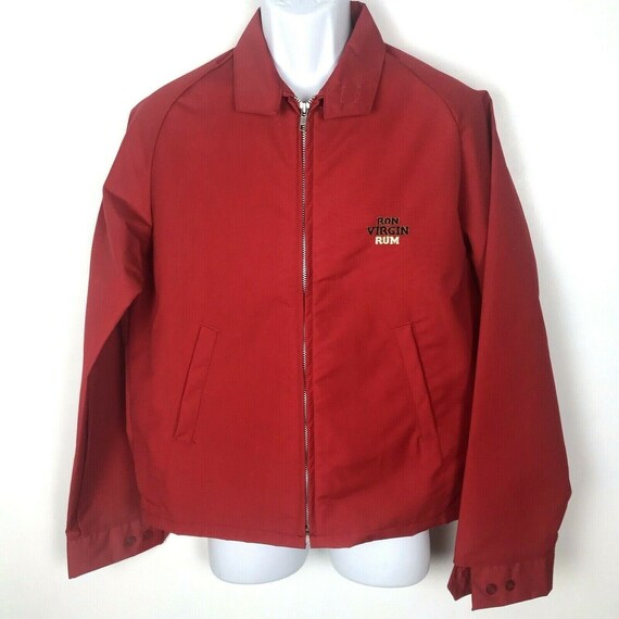 Vintage Red Harrington Jacket Medium Ron Virgin Rum E… Gem